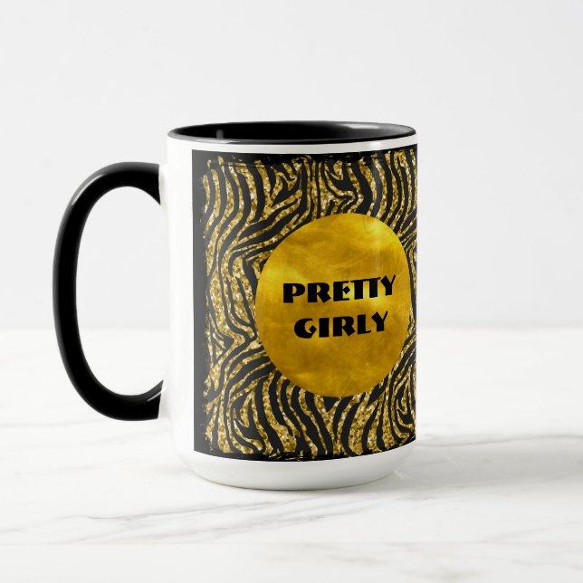 Budget Hübsch Girly Imitate Gold Glitzer Foil Glam Tasse (Links)