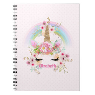 Budget Hübsch Girly Pink Unicorn Blumengift Notizblock