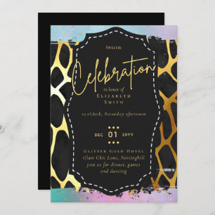 Budget Hübsch Girly Sweet16 Gold Animal Print Inv Einladung