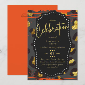 Budget Hübsch Girly Sweet16 Gold Animal Print Inv Einladung