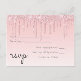Budget Hübsch Girly Wedding RSVP Glitzer Pink Einladungspostkarte