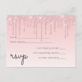 Budget Hübsch Girly Wedding RSVP Glitzer Pink Einladungspostkarte