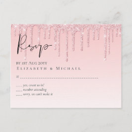 Budget Hübsch Girly Wedding RSVP Glitzer Pink Postkarte