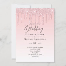 Budget Hübsche Girly Wedding Glitzer Rosa Einladun