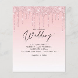 Budget Hübsche Girly Wedding Glitzer Rosa Einladun
