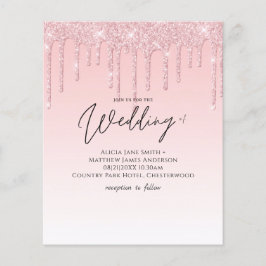 Budget Hübsche Girly Wedding Glitzer Rosa Einladun