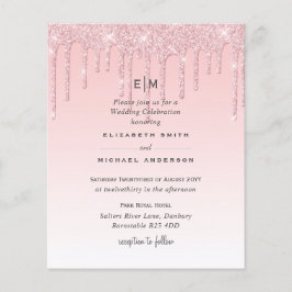 Budget Hübsche Girly Wedding Glitzer Rosa Einladun
