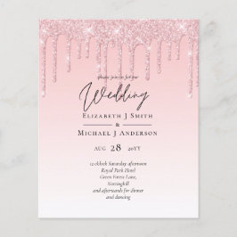 Budget Hübsche Girly Wedding Glitzer Rosa Einladun