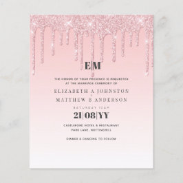 Budget Hübsche Girly Wedding Glitzer Rosa Einladun