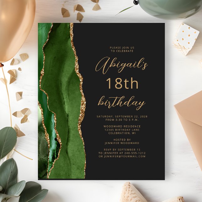 Budget Hunter Green Agate Script 18. Geburtstag (Von Creator hochgeladen)