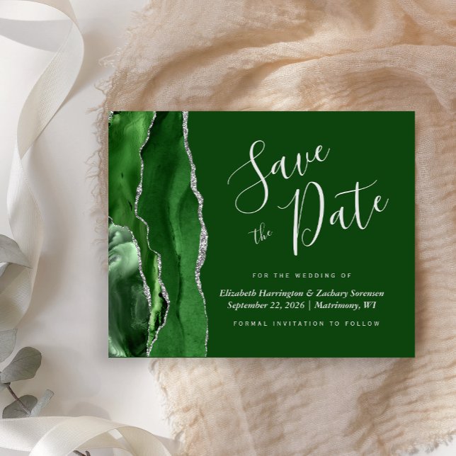 Budget Hunter Green Silver Agate Save the Date (Von Creator hochgeladen)