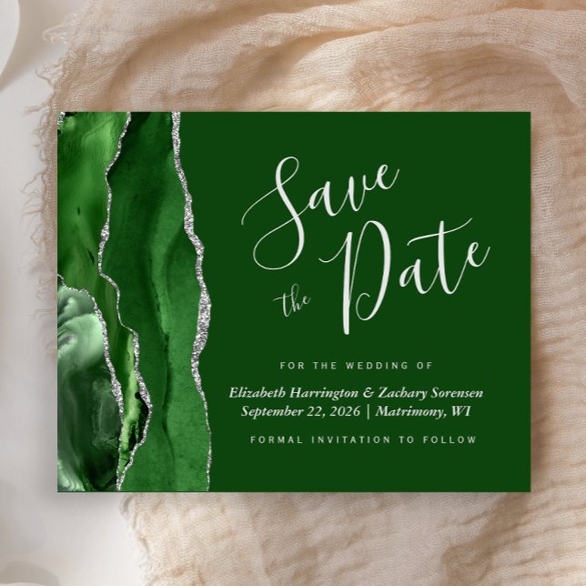 Budget Hunter Green Silver Agate Save the Date (Von Creator hochgeladen)