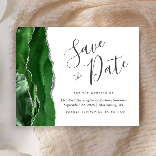 Budget Hunter Green Silver Agate Save the Date (Von Creator hochgeladen)