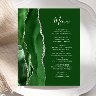 Budget Hunter Green Silver Agate Wedding Menü