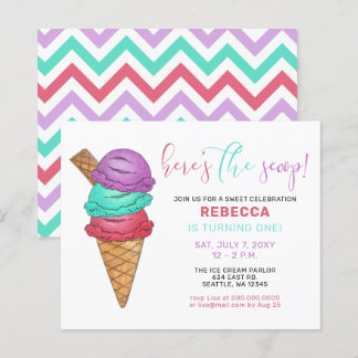Budget Ice Creme Party Geburtstag Einladung