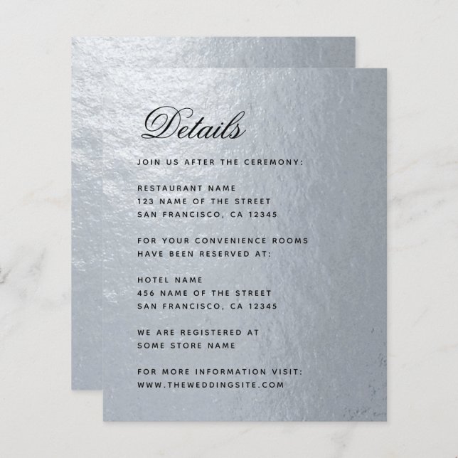 Budget Imitate Silver Foil Black Wedding Details C (Vorne/Hinten)