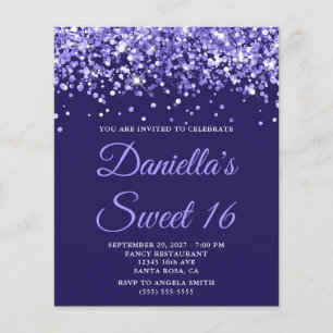 Budget Immergrün Glitter Lila Sweet 16 Einladung