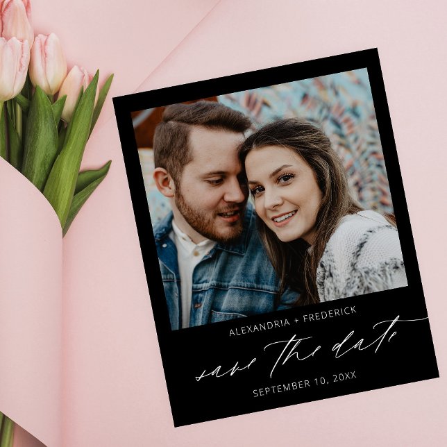 Budget Instant Foto Black Chic Save the Date Flyer (Von Creator hochgeladen)