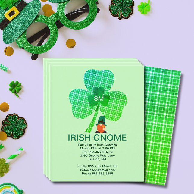 Budget Irish Gnome Initial Clover St Paddys Einlad Flyer (Budget Irish Gnome Initial Clover St Paddy's Invite Flyer)