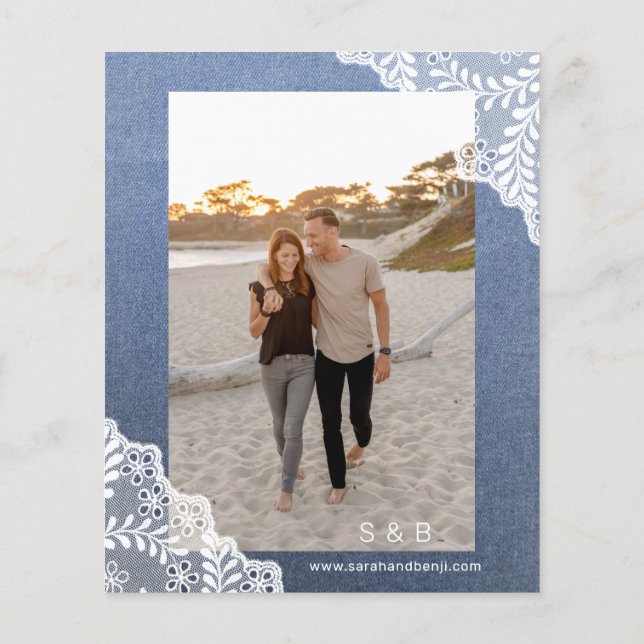 Budget Jean, Lace & Lights Save the Date V2 Foto Flyer (Hinten)