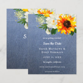 Budget Jean Sunflower & White Floral Save the Date