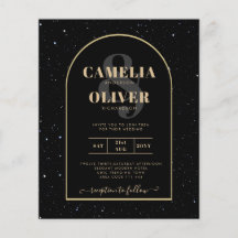 BUDGET Jet BLACK GOLD Starry Night Wedding INVITE
