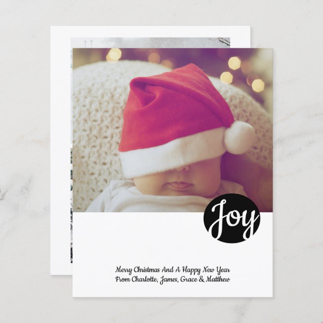 BUDGET Joy Foto Personalisiert Weihnachtskarte (Vorne/Hinten)