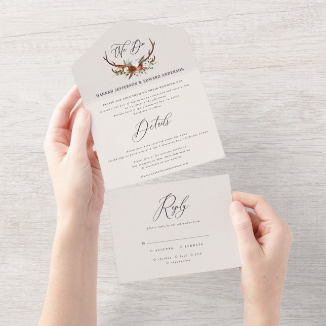 Budget jugendterracotta floral elegant all in one einladung (Abreißen)