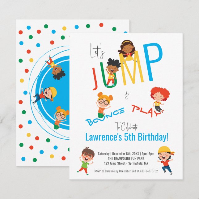 Budget Jump Bounce Play Trampoline Park Geburtstag Mitteilungskarte (Vorne/Hinten)