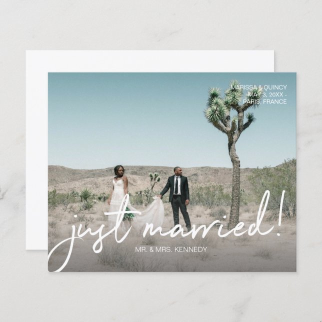 Budget Just Married 4 Foto Hochzeit Ankündigung (Vorne/Hinten)