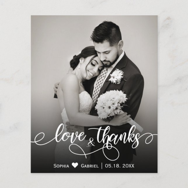 Budget Kalligrafie Script Hochzeit Liebe und Dank (Vorderseite)