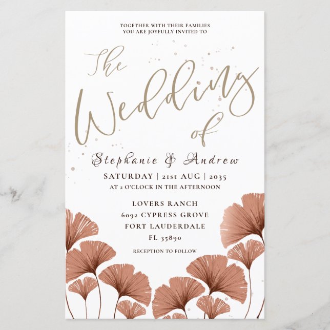 Budget Kalligrafie Terracotta Foliage Wedding (Vorderseite)