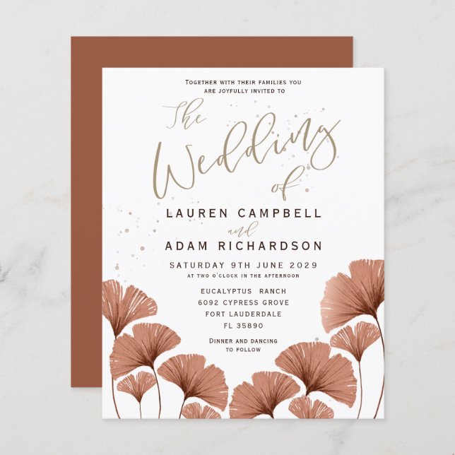 Budget Kalligrafie Terracotta Foliage Wedding (Vorne/Hinten)