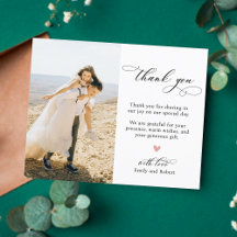 Budget Kalligraphie Hochzeit Vielen Dank Foto-Kart
