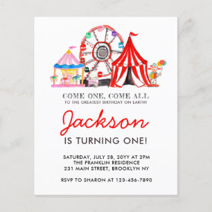 Budget Karneval Circus Party Geburtstag Einladung