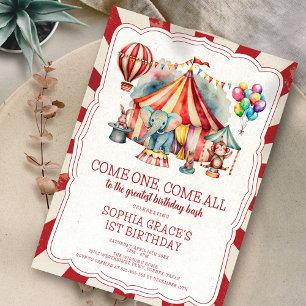 Budget Karneval Zirkusshow & Tiere Geburtstag Einladung