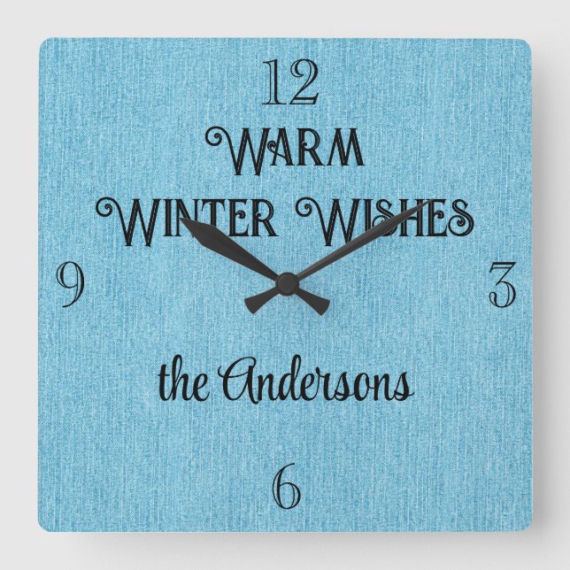 Budget kaufen! Winter Blue Denim Print 10,75 Zoll Quadratische Wanduhr (Vorderseite)