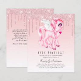 BUDGET-Kindergeburtstag Einladen rosa Einhorn