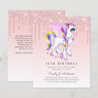 BUDGET-Kindergeburtstag Einladen rosa Einhorn