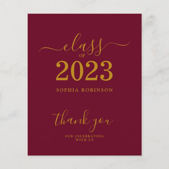 BUDGET-Klasse des Gold-Maroon-Abschlusses 2023 (Vorderseite)