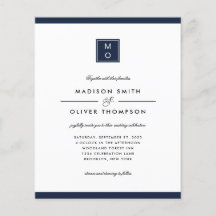 BUDGET Klassisch Elegantes Navy Blau Monogramm Hoc