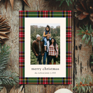 Budget Klassisch Kariert Vier-Foto-Weihnachten  Feiertagskarte