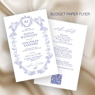 Budget klassische blaue All-in-One-Hochzeitseinlad Flyer