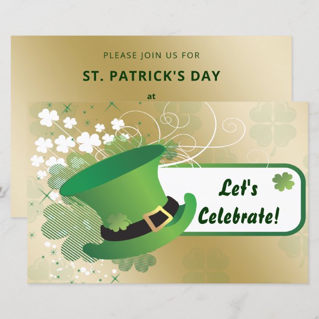 Budget Kleeblatt St Patricks Day Party Einladung (Vorne/Hinten)