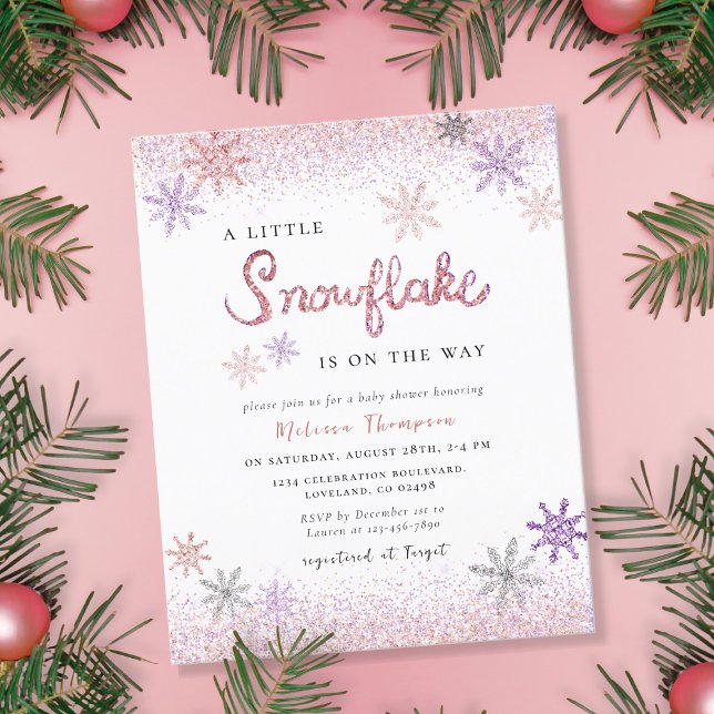 Budget Kleine Snowflake Babydusche Einladung (Von Creator hochgeladen)