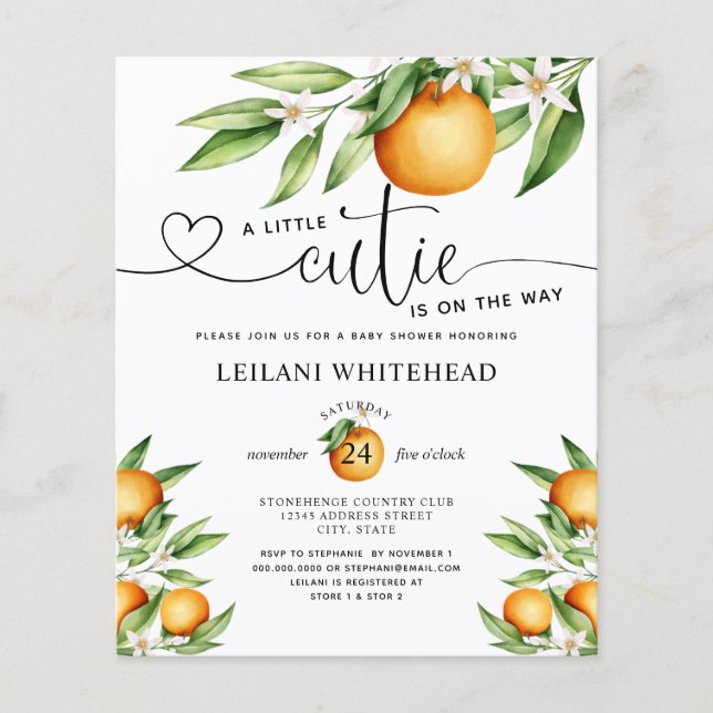 Budget Kleine Süsse Kinderdusche Einladung (Vorderseite)