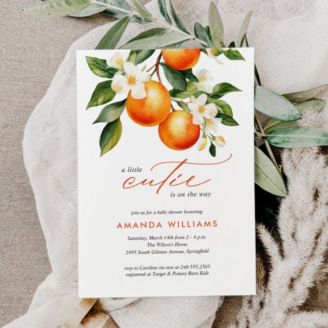 Budget Kleine Süsse Orange Clementine Babydusche Einladung (Von Creator hochgeladen)