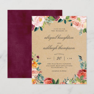 Budget Kraft Burgundy Blush Pink Floral Wedding