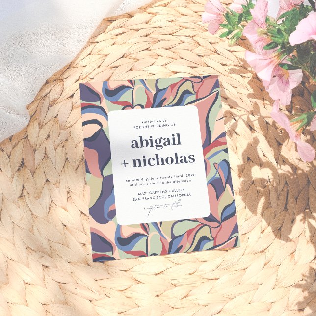 Budget kühne Abstrakte florale Retro Hochzeit (Von Creator hochgeladen)