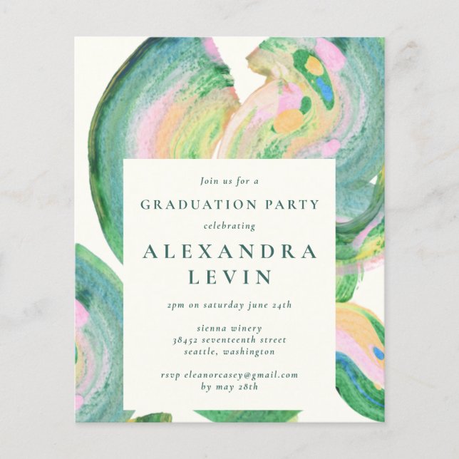 Budget Künstlerische Abstrakte Grüne Swirl Graduie (Vorderseite)